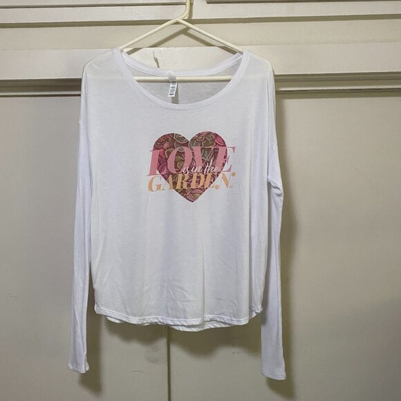 Bella & Canvas long sleeve, white tunic w/garden heart, size L - Picture 1 of 8